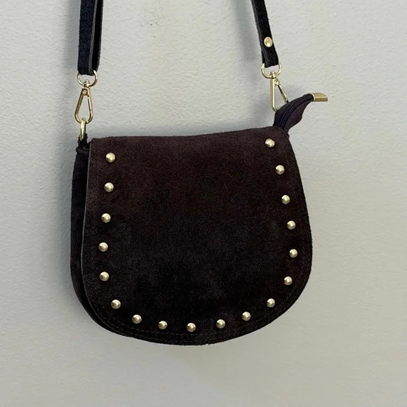 Persaman New York Elvira Brown Suede Studded Crossbody - Picture 8 of 15